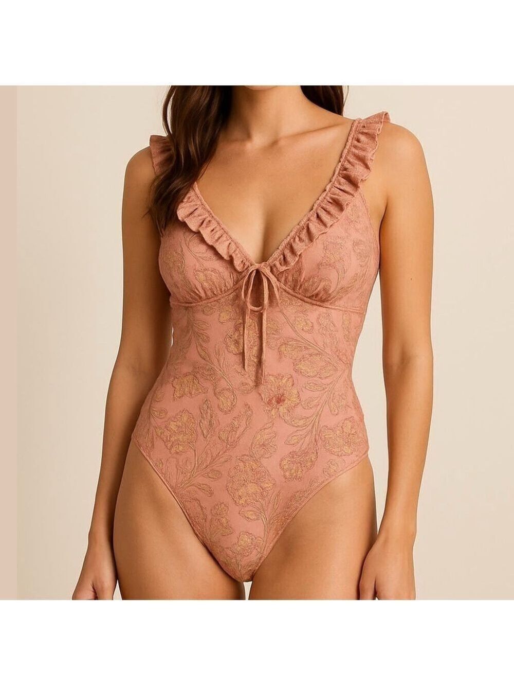 JOE FRESH X ROXY EALRE bathing suit one piece adjustable straps pink large BNWT